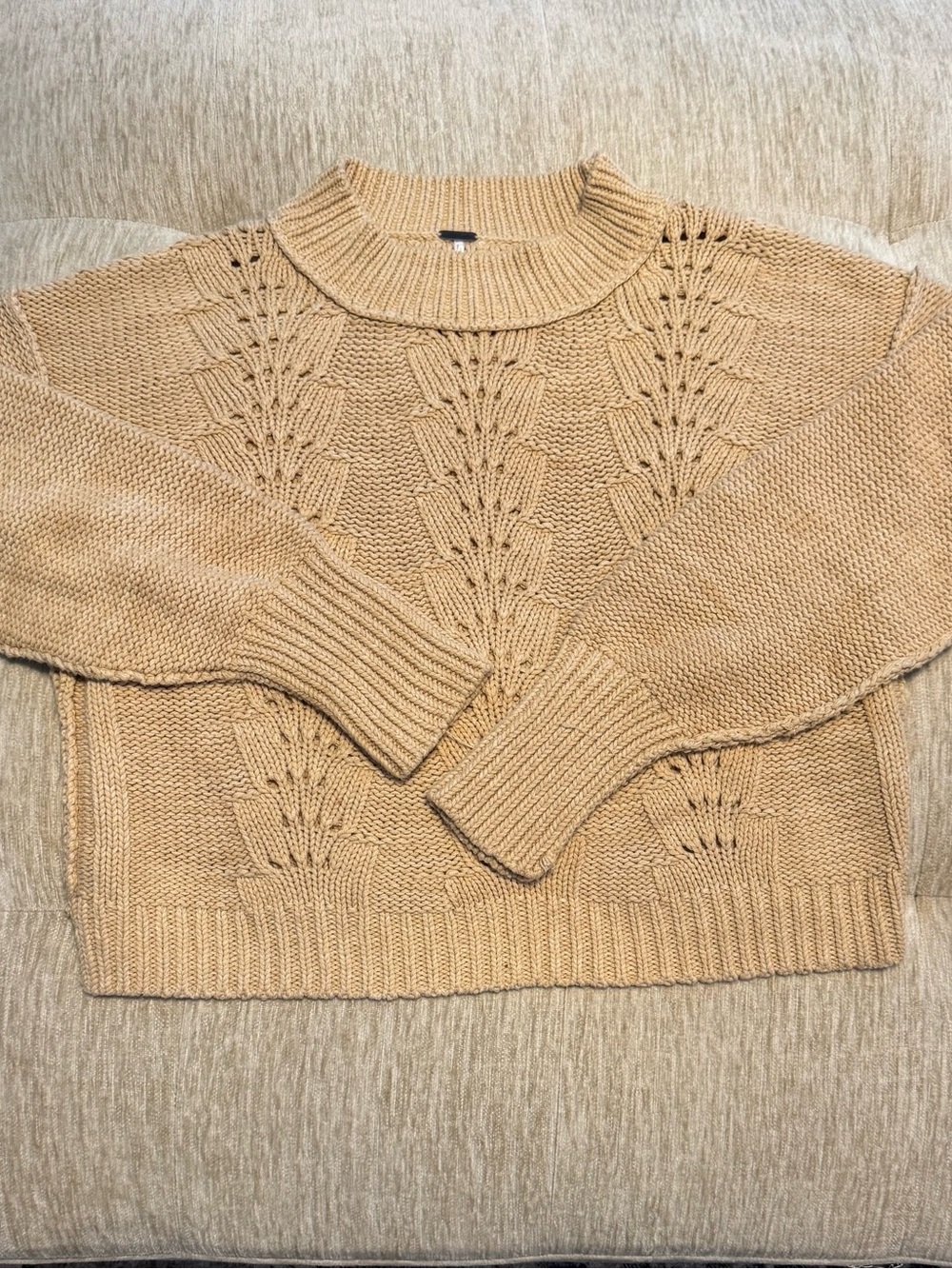Free People Women's Knit Pullover Rop Sweater in Camel size Large